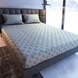 MAYFAIR HOMES LONDON Blooming Tales Grey 108 TC Cotton King Bedsheet & 2 Pillow Covers-picture-19