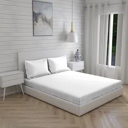 Layers White 144 TC Double Solid Bed Sheet with 2 Pillow Covers-image-88