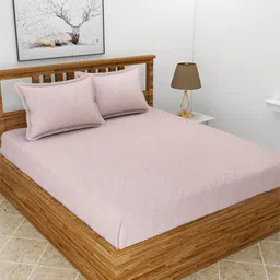MORADO Pink & White Printed 210 TC Queen Bedsheet with 2 Pillow Covers-image-72