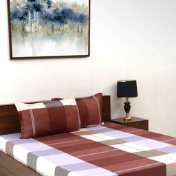 Steve & Anderson Maroon & White Striped 164 TC Queen Bedsheet Set-2.24 m x 2.54 m-image-35