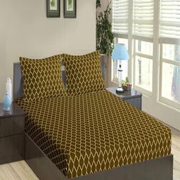 Trance Home Linen Dori Forest Green 200 TC King Flat Dori Bedsheet with 2 Pillow Covers-image-49