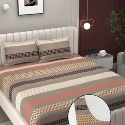 BELVOSTUM Brown Ethnic Motifs 250 TC Cotton Crib Fitted Bedsheet With 2 Pillow Covers-picture-18
