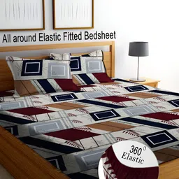 RISING STAR Grey & Maroon Ethnic Motifs 250 TC King Bedsheet with 2 Pillow Covers-picture-16