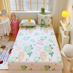 JC HOME White & Green Floral Cotton Fitted 210 TC King Bedsheet With 2 Pillow Covers-picture-10