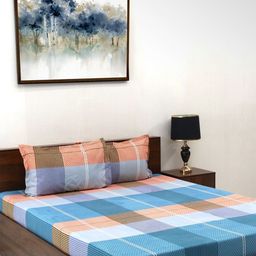 Steve & Anderson Elevate Navy BlueStriped 164 TC Queen Bedsheet Set- 2.24 m x 2.54 m-image-42