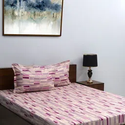BOMBAY DYEING Pink & Beige 120 TC Queen Bedsheet with 2 Pillow Covers-image-48