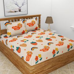 MORADO Conversational 180 TC Queen Bedsheet with 2 Pillow Covers-image-29