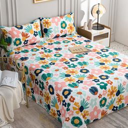 JC HOME White & Yellow 200 TC King Bedsheet with 2 Pillow Covers-image-16