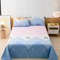 JC HOME Blue & White Geometric King Bedsheet-image-42