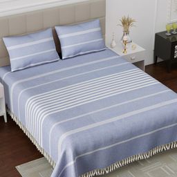 Varde Striped 180 TC King Cotton Bedsheet with 2 Pillow Covers-image-85