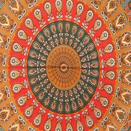 Runjhun Red Ethnic Motifs Printed 144 TC Pure Cotton Queen Bedsheet & 2 Pillow Covers image 3