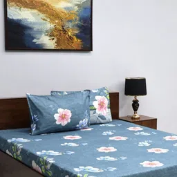 Steve & Anderson Grey & White Printed 140 TC Microfiber Queen Bedsheet Set 2.25 m x 2.50 m-image-71