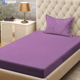 KLOTTHE Purple 300TC Single Bedsheet & 1 Pillow Covers-picture-29