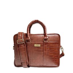 PROBUS Unisex Brown & Gold-Toned PU Laptop Sleeve-14