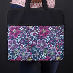 THE CLOWNFISH Unisex Black And Purple Floral Printed Laptop Sleeve image 5