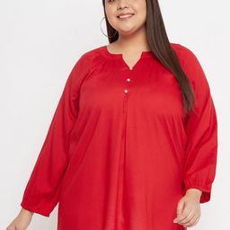 VINAAN Plus Size Band Collar Long Sleeves Shirt Style Top-21