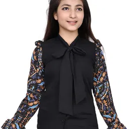 FELLAMO Girls Floral Printed Tie-Up Neck Shirt Style Top-picture-7