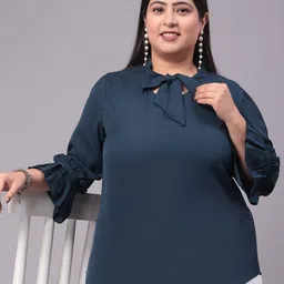 Style Quotient Plus Size Tie-Up Neck Bell Sleeve Top-44