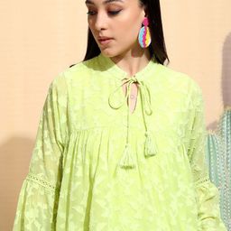 Tokyo Talkies Floral Tie-Up Neck Puff Sleeve Top-image-12