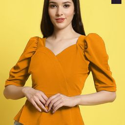 Fabflee Sweetheart Neck Puff Sleeve Top-image-85