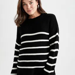 DeFacto Striped Round Neck Pullover-image-46