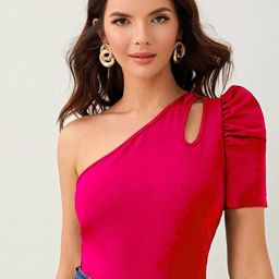 RARE One Shoulder Puff Sleeve Cut Out Top-image-51