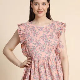 BAESD Floral Printed Flutter Sleeve A-Line Top image 1