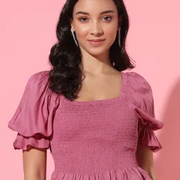 Trend Arrest Solid Square Neck Smoked Crop Top-image-75