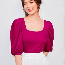 Dream Beauty Fashion Scoop Neck Puff Sleeves Top-image-34
