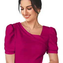 Dream Beauty Fashion Asymmetric Neck Puff Sleeve Regular Top-image-26