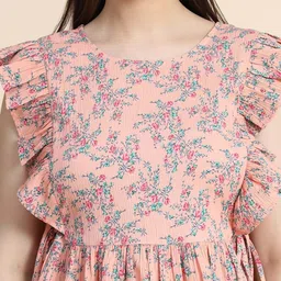BAESD Floral Printed Flutter Sleeve A-Line Top image 2