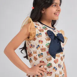 One Friday Conversational Print Flutter Sleeve Top image 3