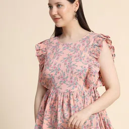 BAESD Floral Printed Flutter Sleeve A-Line Top image 4