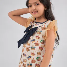 One Friday Conversational Print Flutter Sleeve Top image 2