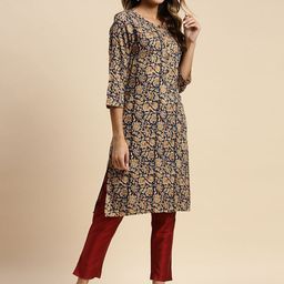 Rangita Paisley Ethnic Motifs Printed Round Neck Regular Kurta-picture-18