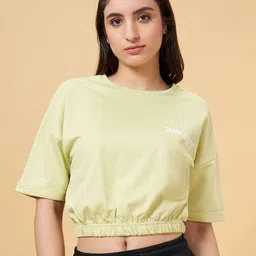Ajile by Pantaloons Women Typography V-Neck Drop-Shoulder Sleeves T-shirt-image-29