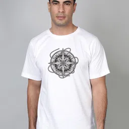 FFLIRTYGO Men White Printed Mandarin Collar Drop-Shoulder Sleeves T-shirt-image-80