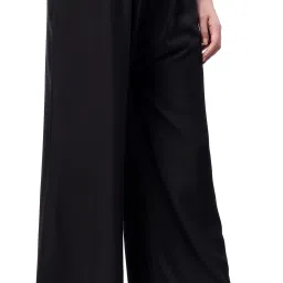 Women Flared Black Viscose Rayon Trousers-image-71