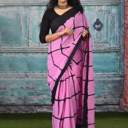 JALTHER Checked Block Printed Saree-picture-14
