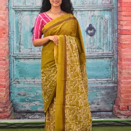 JALTHER Ethnic Motifs Pure Cotton Block Print Saree-57