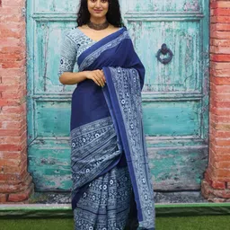 JALTHER Floral Block Printed Saree-18