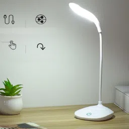 Rechargeable & Flexible with three power options Table Lamp (30 cm, White) Table Lamp-0