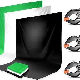 Hiffin ® 8 x 12 FT White | Black | Green LEKERA Backdrop 3 Clips Black, White Reflector Umbrella-4