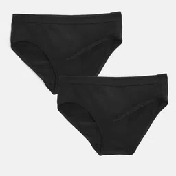 Marks & Spencer Girls Pack of 2 Black Solid Stretchable Briefs-picture-29