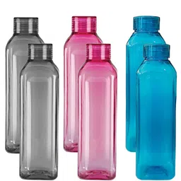Kuber Industries Set of 6 BPA Free Square Shaped Plastic Refrigerator Bottles-86