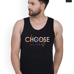 SLOWLORIS Pack Of 2 Printed Combed Cotton Gym Vest VSL26 CMB(CHS BLACK)(KEEP OLIVE)-picture-48