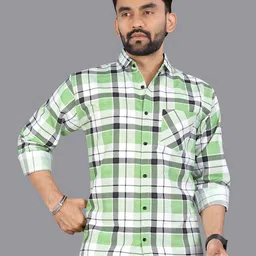 Metronaut Classic Checked Spread Collar Pure Cotton Shirt-picture-40