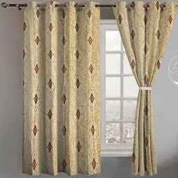 Lunar Days Pack of 1 Yellow Ethnic Motifs Room Darkening 5 Feet Window Curtain-28