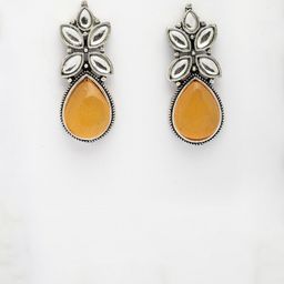 Anouk Silver-Plated Artificial Stones Studded Teardrop Shaped Drop Earrings image 2