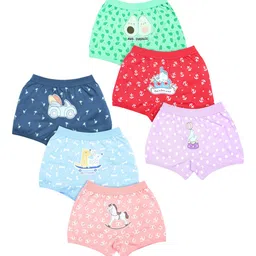 Revvo Junior Girls Pack Of 6 Printed Pure Cotton Boyshort Briefs RJB-317-picture-44